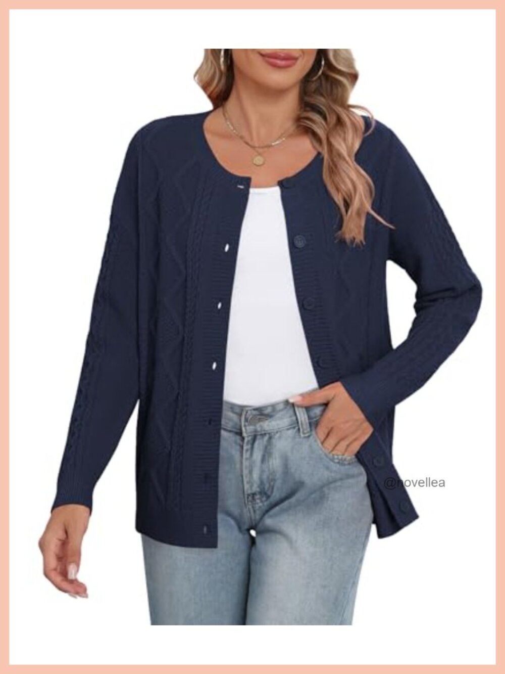Cable Knit Button Down Cardigan Sweater Long Sleeve Open Front Fall Outerwear